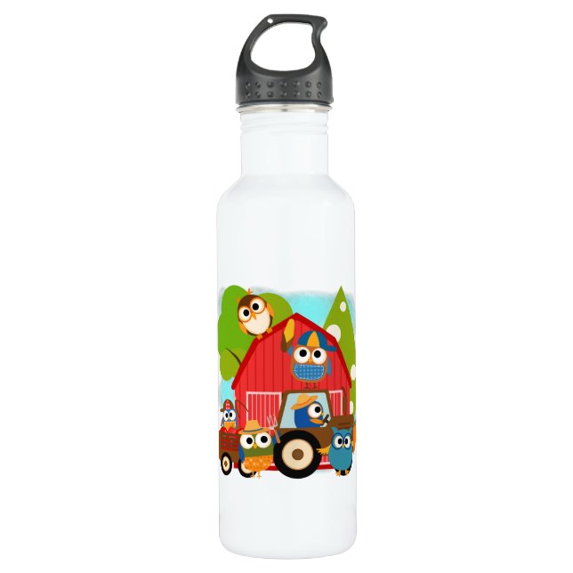 Owl Farmers Stainless Steel Water Bottle (Front)