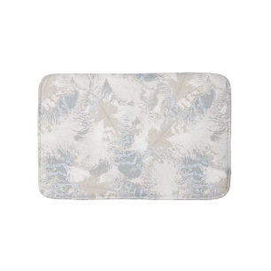 owl Feathers, gray, beige and blue, bird, light, Bath Mat