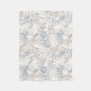 owl Feathers, gray, beige and blue, bird, light, Fleece Blanket