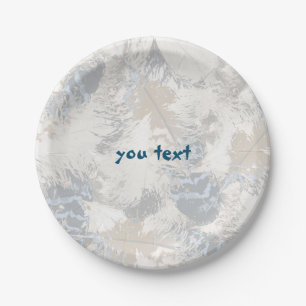 owl Feathers, gray, beige and blue, bird, light, Paper Plates