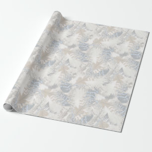 owl Feathers, gray, beige and blue, bird, light, Wrapping Paper