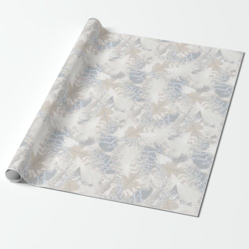 owl Feathers gray beige and blue bird light Wrapping Paper