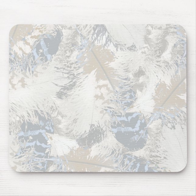 owl Feathers, gray, gray and blue, bird, light, Mouse Pad (Front)