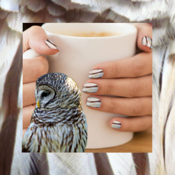 Owl Feathers - White / Brown - Minx Nail Wraps by CatsEyeViewGifts at Zazzle