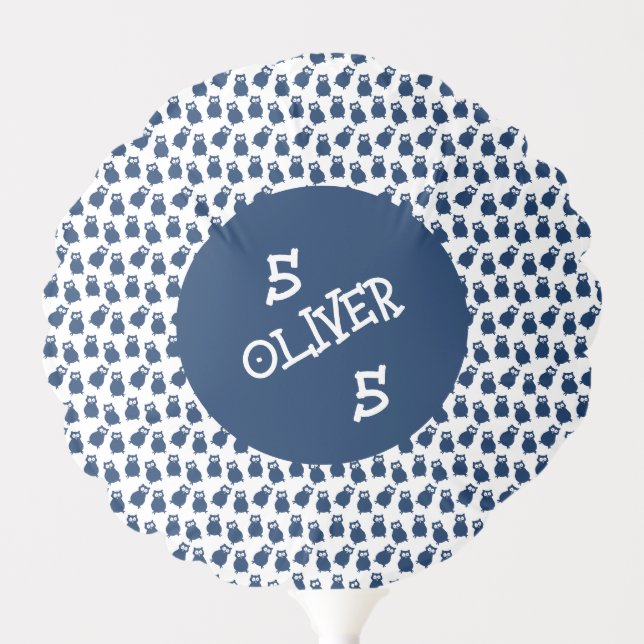 Owl Fifth Birthday Party Balloon (Front)