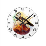 Owl Finches Realistic Painting Realistic Painting Round Clock