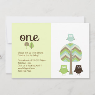 Owl First Birthday Invitation
