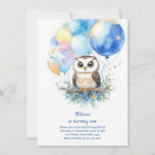 Owl First Birthday Invitation