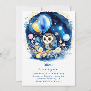 Owl First Birthday Invitation