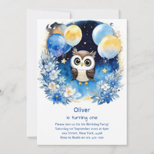 Owl First Birthday Invitation