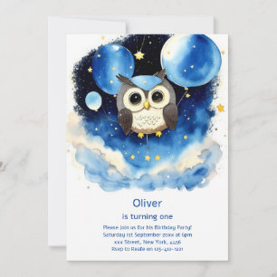 Owl First Birthday Invitation