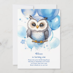 Owl First Birthday Invitation