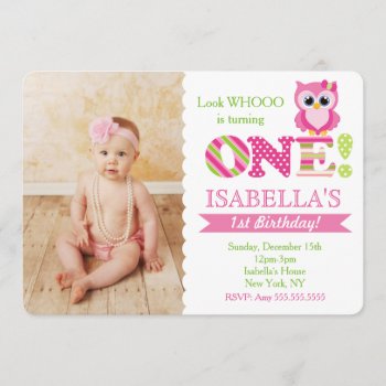 Owl First Birthday Invitations by Petit_Prints at Zazzle