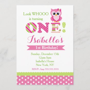 Owl First Birthday Party Invitations by Petit_Prints at Zazzle