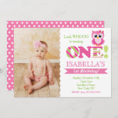Owl First Birthday Party Invitations (Front/Back)