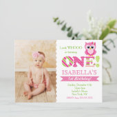 Owl First Birthday Party Invitations (Standing Front)