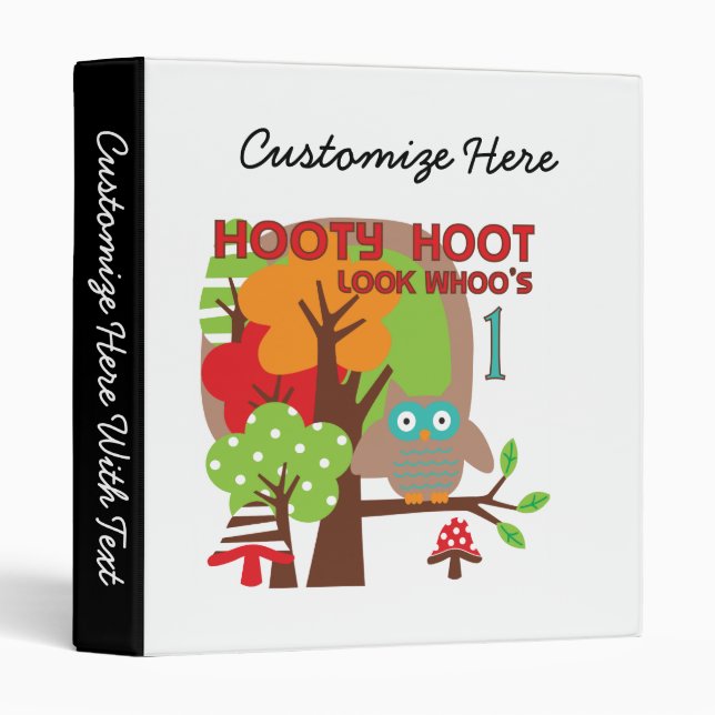 Owl First Birthday T-shirts and Gifts 3 Ring Binder (Front/Spine)