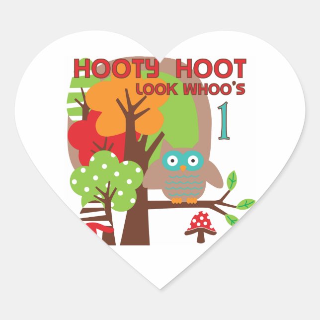 Owl First Birthday T-shirts and Gifts Heart Sticker (Front)