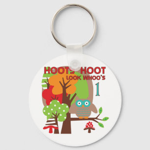 Owl First Birthday T-shirts and Gifts Keychain