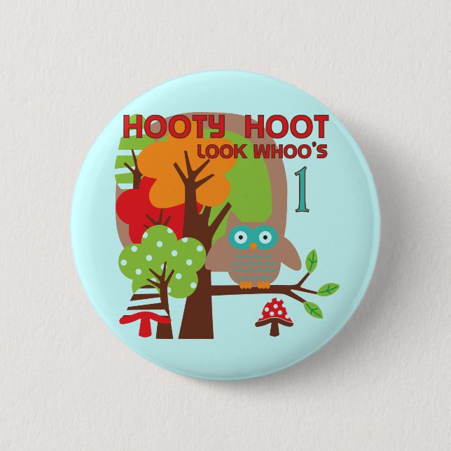 Owl First Birthday T-shirts and Gifts Pinback Button (Front)