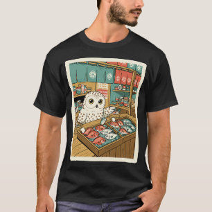 Owl Fish Market Illustration T-Shirt