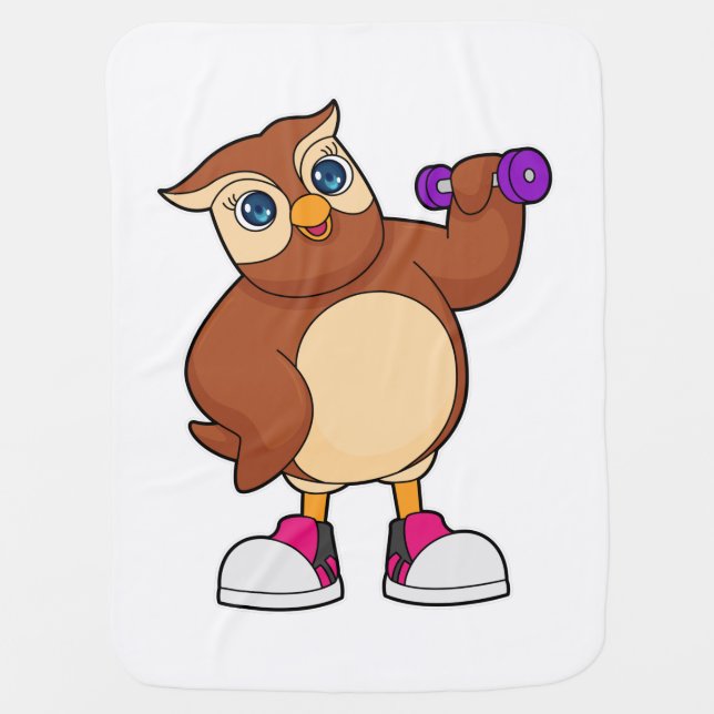 Owl Fitness Dumbbell Baby Blanket (Front)