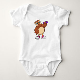 Owl Fitness Dumbbell Baby Bodysuit