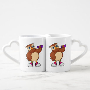 Owl Fitness Dumbbell Coffee Mug Set