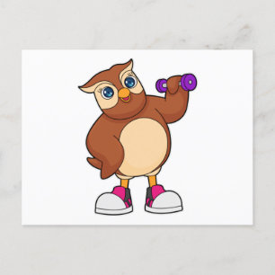 Owl Fitness Dumbbell Postcard