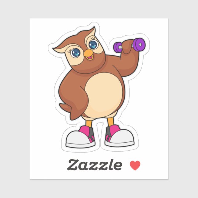 Owl Fitness Dumbbell Sticker (Sheet)