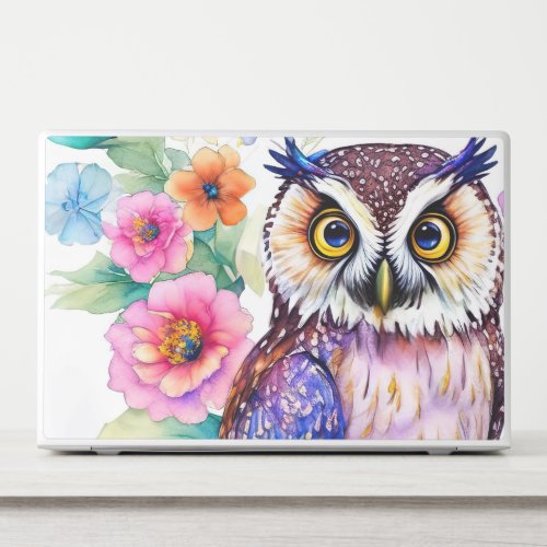 Owl Floral Artistic Watercolor HP Laptop Skin