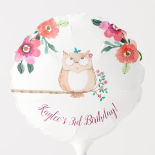 Owl Floral Birthday Balloon