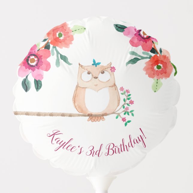 Owl Floral Birthday Balloon (Front)