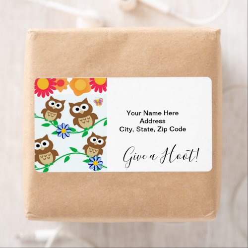 Owl Floral Give a Hoot  Labels