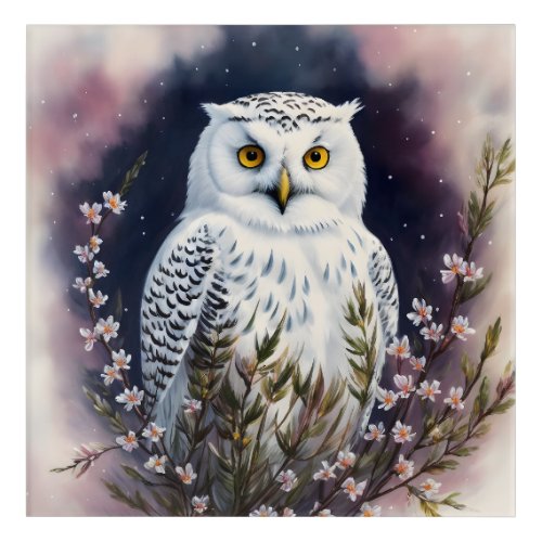 Owl Floral Night Portrait Acrylic Print