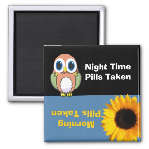 Owl  Flower Medication Reminder Magnet