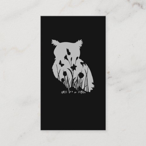 Owl Flower Silhouette Nature Birdwatching Birds Business Card