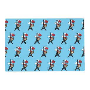 Owl Flying with Heart Balloons in Paris Placemat