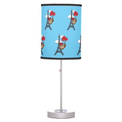 Owl Flying with Heart Balloons in Paris Table Lamp