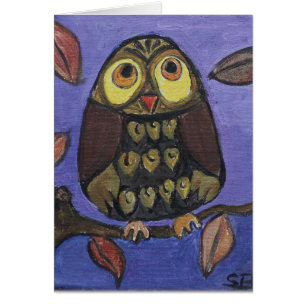 Owl Folk Art Painting Cards