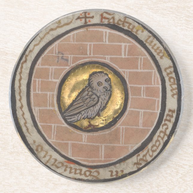 Owl from a Medieval Manuscript Drink Coaster (Front)