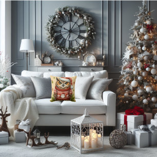 Owl fun Christmas Throw Pillow
