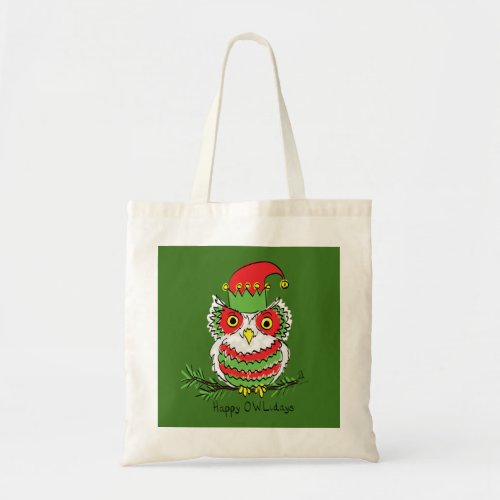 Owl Funny Christmas Cute Holiday Tote Bag