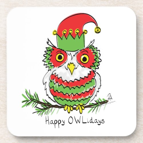 Owl Funny Christmas Cute Kids Beverage Coaster