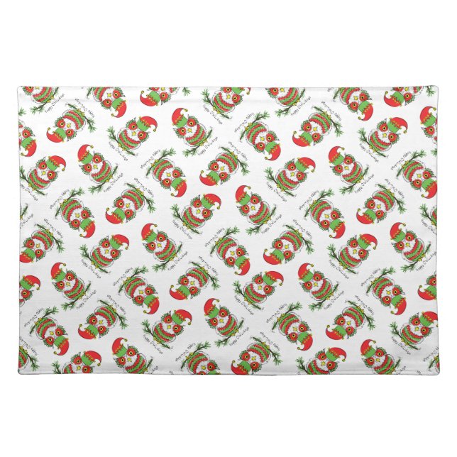 Owl Funny Christmas Cute Kids Cloth Placemat (Front)