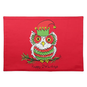 Owl Funny Christmas Cute Kids Cloth Placemat
