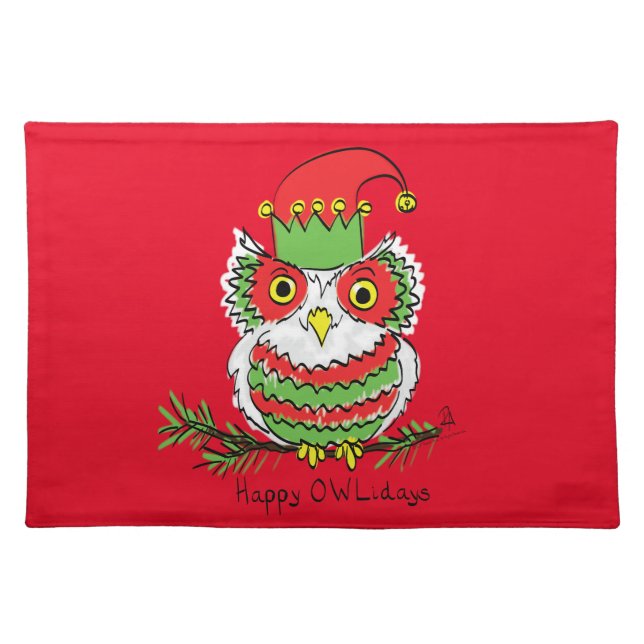 Owl Funny Christmas Cute Kids Cloth Placemat (Front)