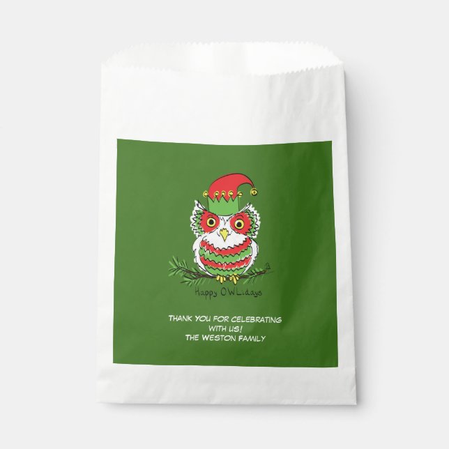 Owl Funny Christmas Cute Kids Favor Bag (Front)