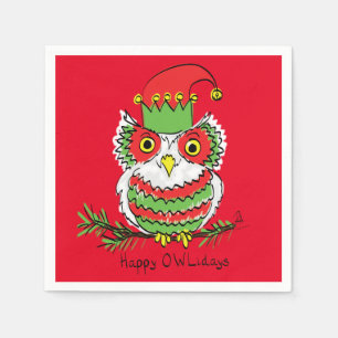Owl Funny Christmas Cute Kids Napkins