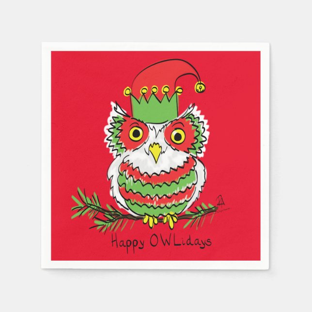 Owl Funny Christmas Cute Kids Napkins (Front)